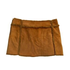 UGG Suede Shearling Fur Mini Skirt Womens Medium Vintage Y2K Chic Rare Tan Brown